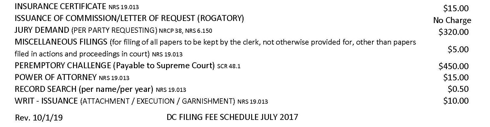 District Court Filing Fees Carson City